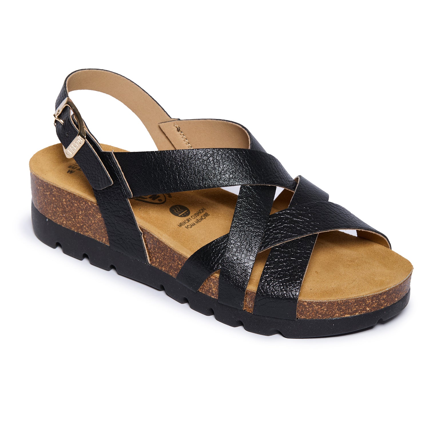 Plakton Platform Wedge Sandal – Compass Metallic Black