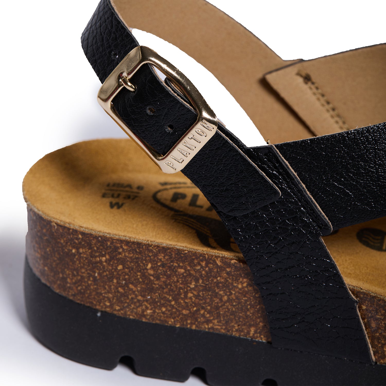 Plakton Platform Wedge Sandal – Compass Metallic Black