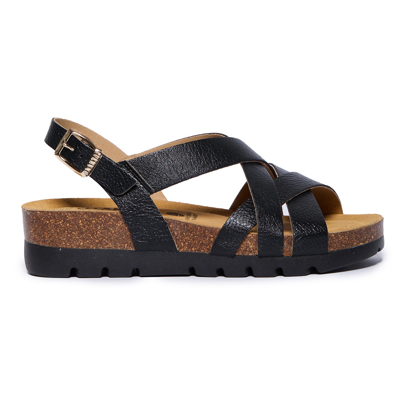 Plakton Platform Wedge Sandal – Compass Metallic Black