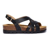 Plakton Platform Wedge Sandal – Compass Metallic Black
