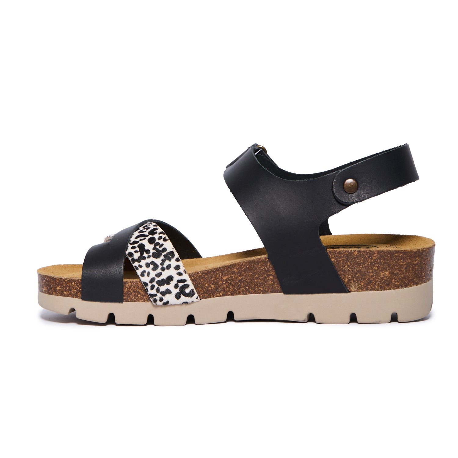 Plakton Platform Wedge Sandal – Camellia Black Pony Print / Black