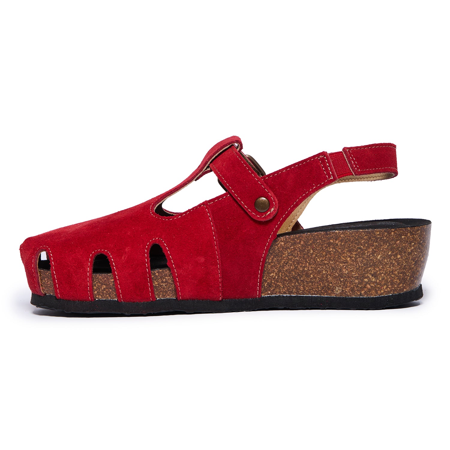 Plakton Closed-Toe Sandal – Amanda Red Suede
