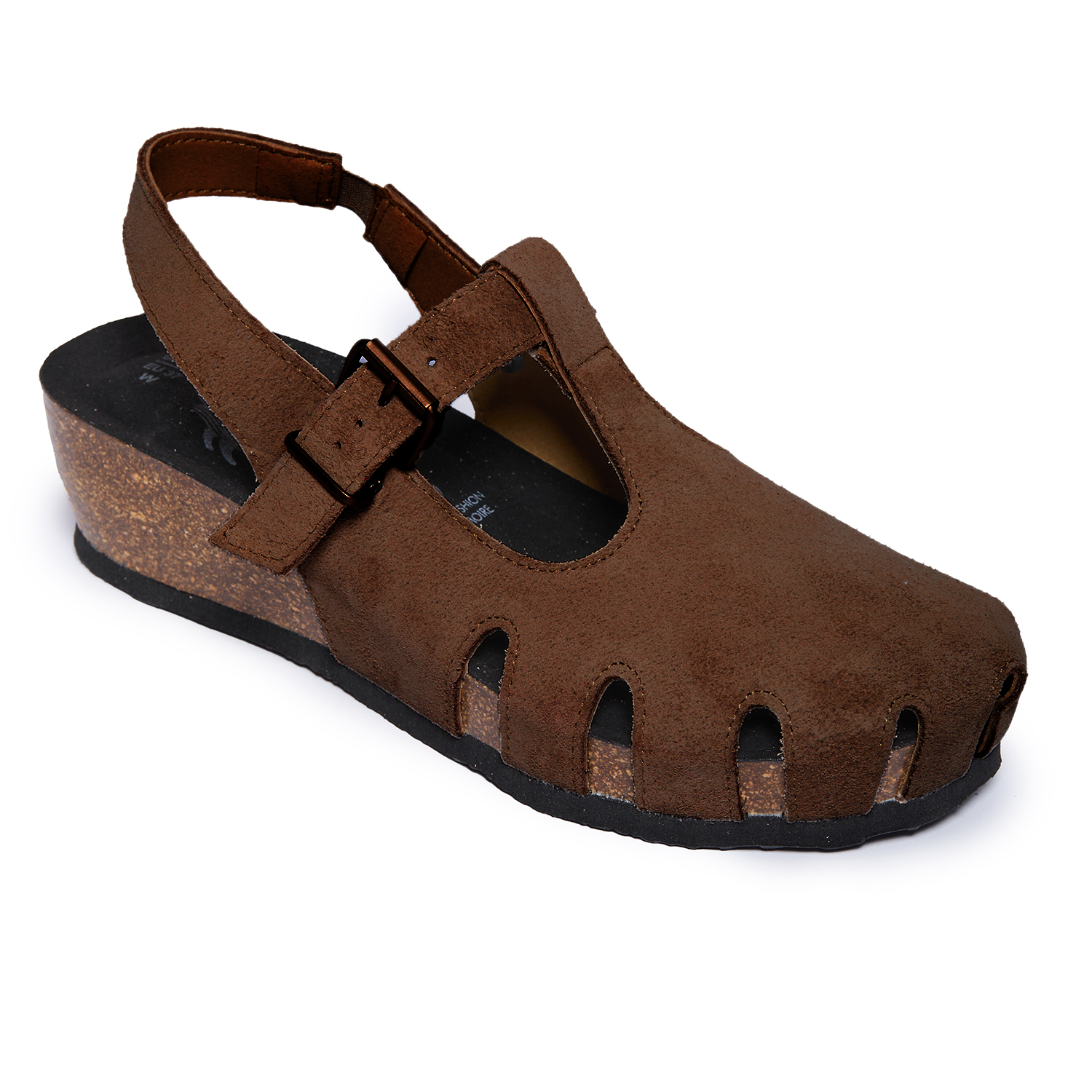 Plakton Closed-Toe Sandal – Amanda Dark Brown Suede