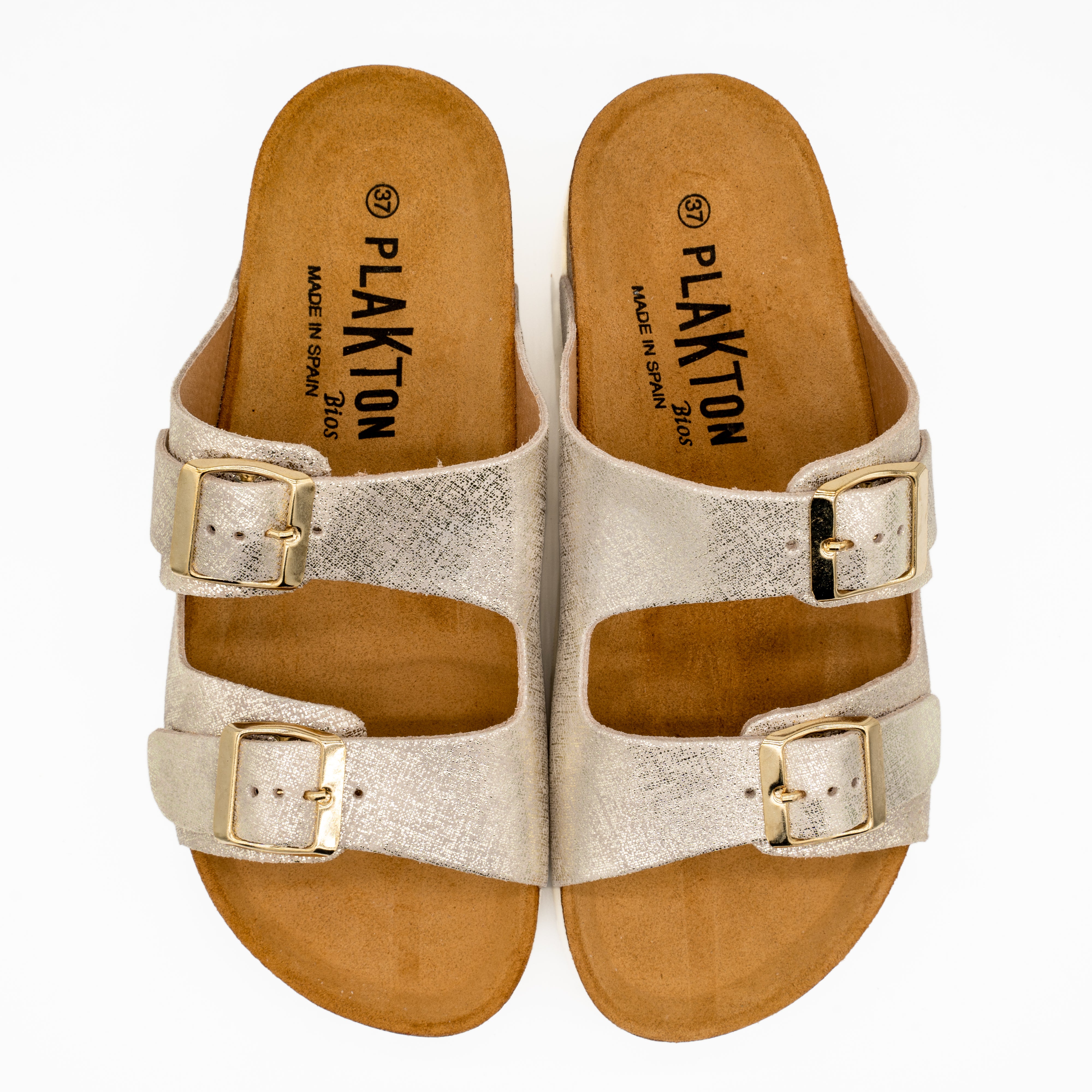 Plakton Two-Straps Sandal – Bloc Beta Gold Beige