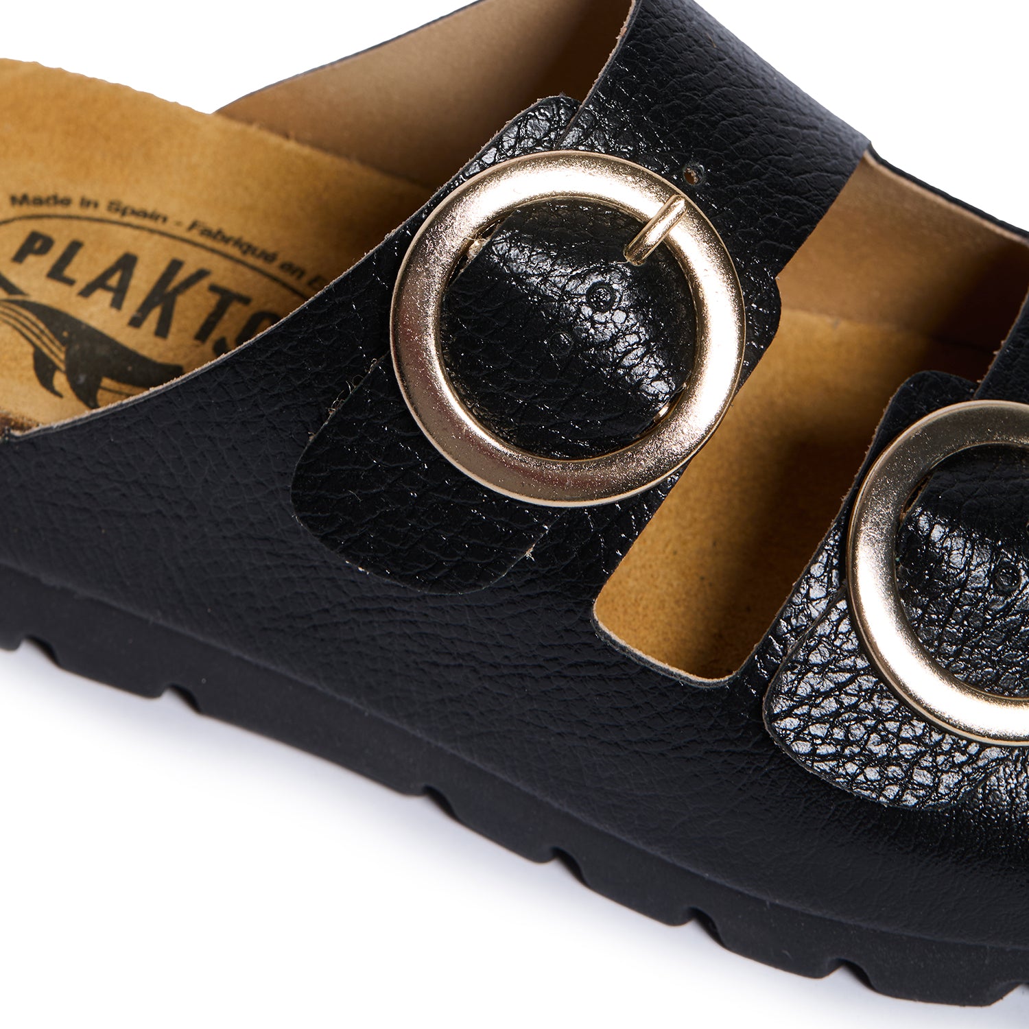 Plakton Two-Straps Sandal – Cora Metallic Black