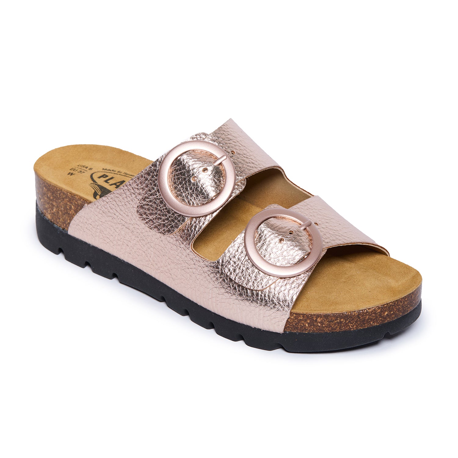 Plakton Two-Straps Sandal – Cora Metallic Rose