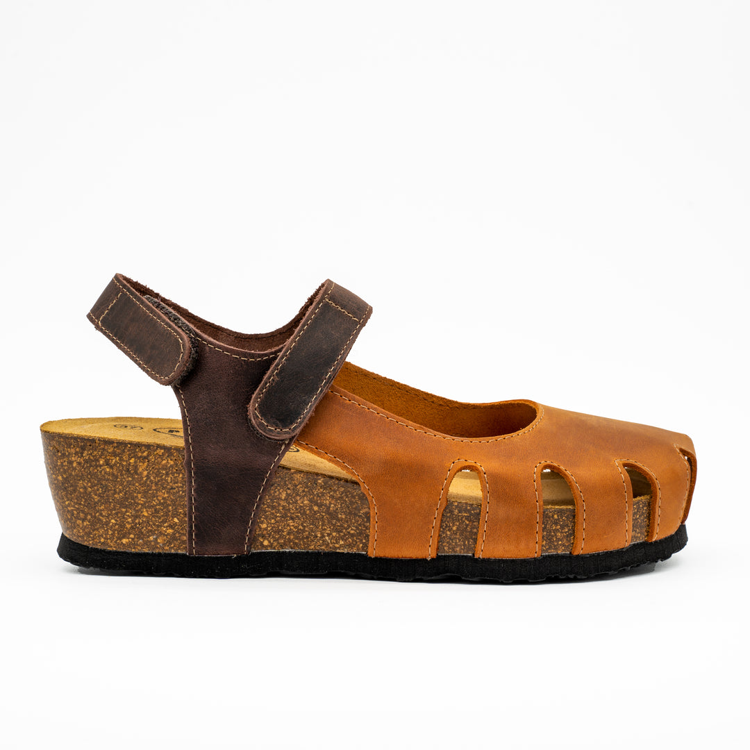 Amy Closed-Toe Sandal in Cuero Brown – Plakton USA display picture 3