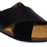 Faro Sandale Plate en Daim Noir