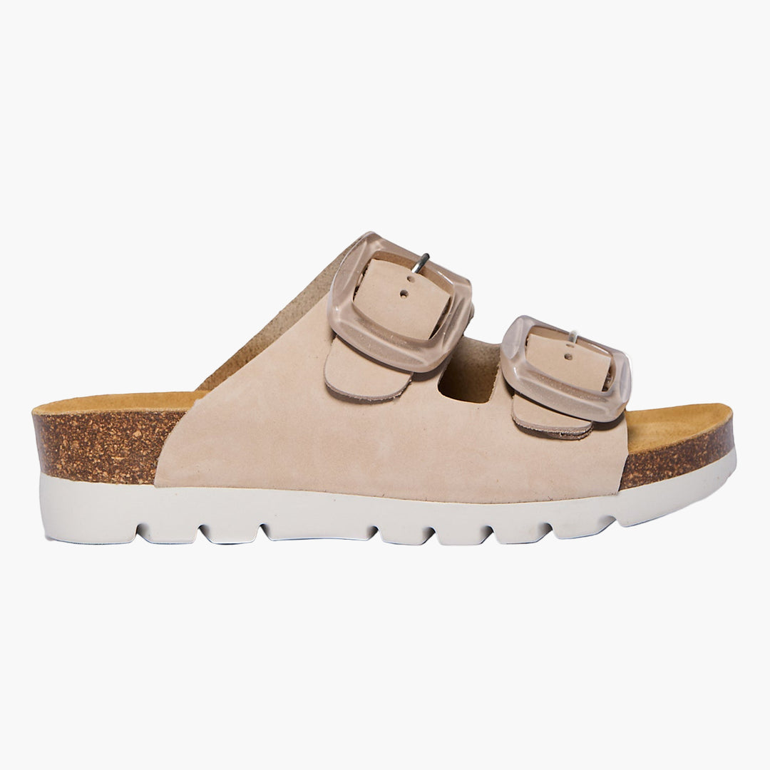 Plakton Baku Men 8 41 Slingback 2 Strap Cork Sandals taupe Gray Soft Footbed NEW Baku Light Khaki Afelpado | Plakton® Natural Cork Sandals  main image 4