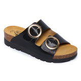 Plakton Two-Straps Sandal – Cora Metallic Black