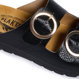 Plakton Two-Straps Sandal – Cora Metallic Black
