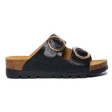Plakton Two-Straps Sandal – Cora Metallic Black