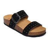 Plakton Two-Straps Sandal – CP Claire Black Suede With Stud