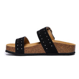 Plakton Two-Straps Sandal – CP Claire Black Suede With Stud
