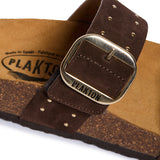 Plakton Two-Straps Sandal – CP Claire Brown Suede With Stud