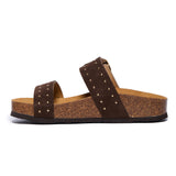 Plakton Two-Straps Sandal – CP Claire Brown Suede With Stud